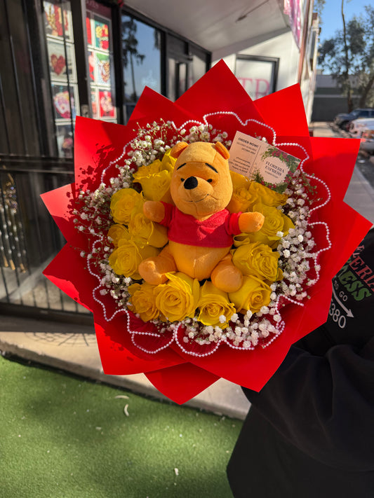 18 Rose Bouquet w/ Plushie