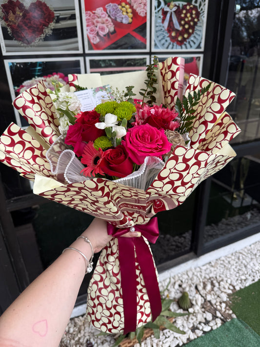 Mixed Bouquet W/ Coquette Wrapping