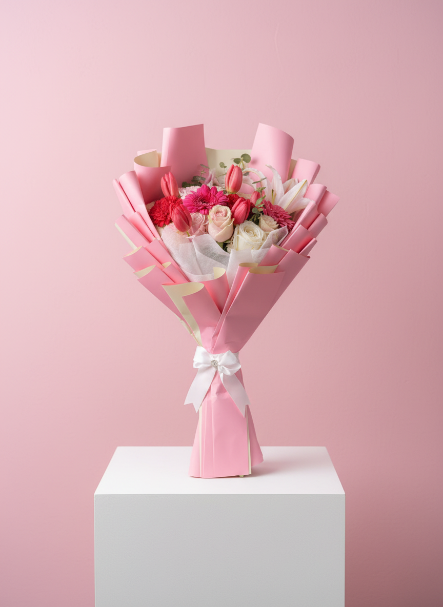 Mixed Bouquet W/ Coquette Wrapping